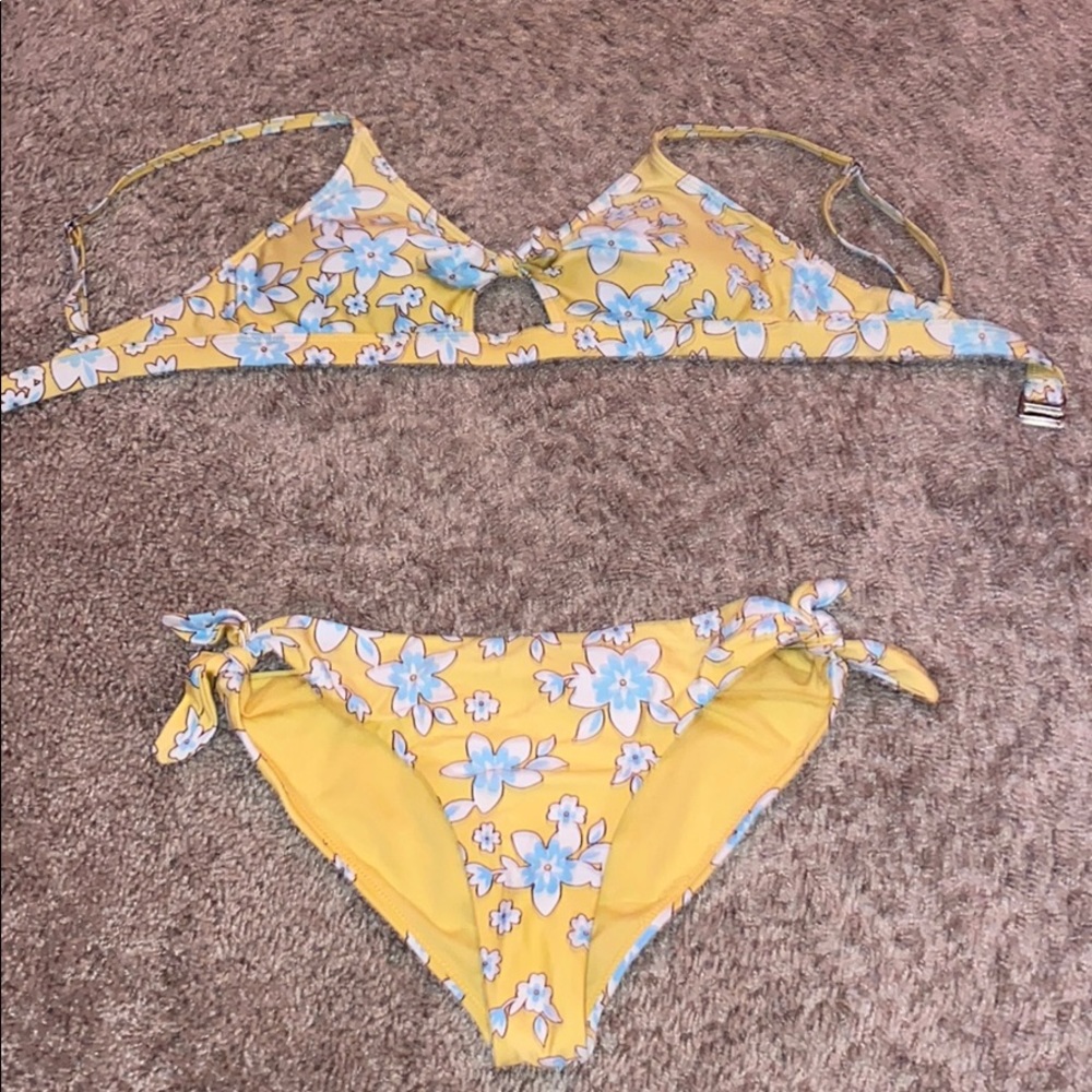 blue flower bathing suit 2 piece